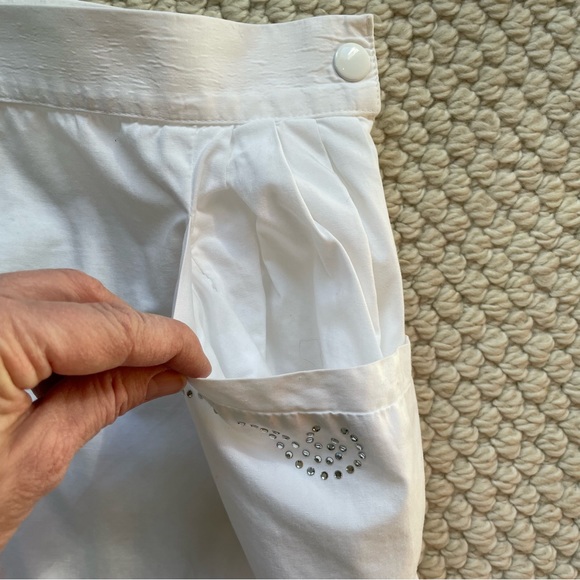 French vintage white cotton skirt with pockets - Picture 4 of 15